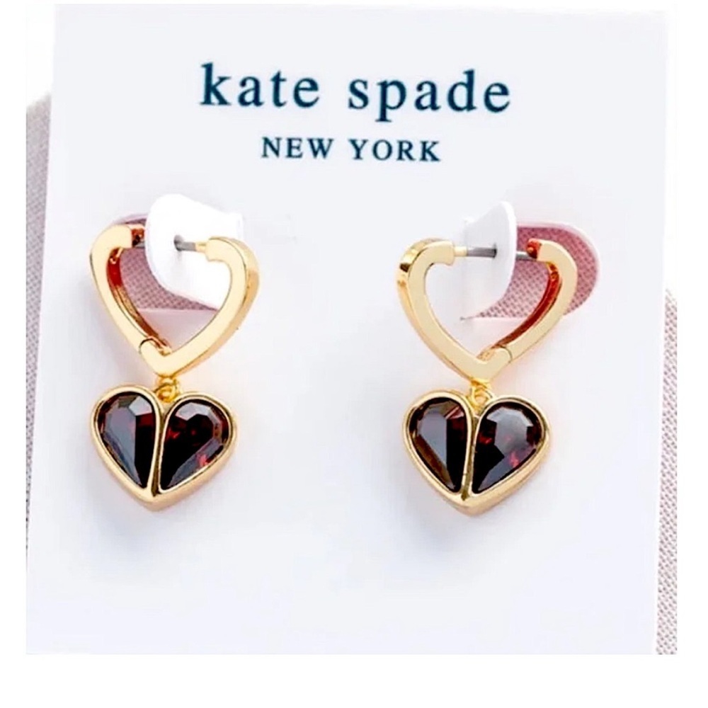 Kate Spade ♠️ Rock Solid Heart Huggies Earrings - Picture 3 of 9
